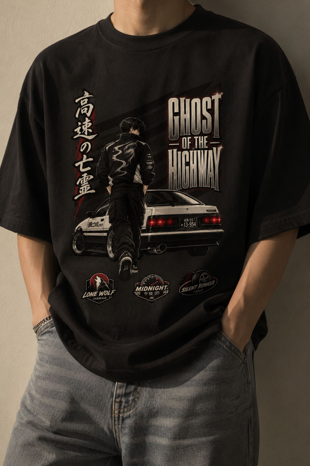 Ghost of the Highway Oversized Anime Streetwear T-Shirt | 240 GSM Heavyweight Cotton