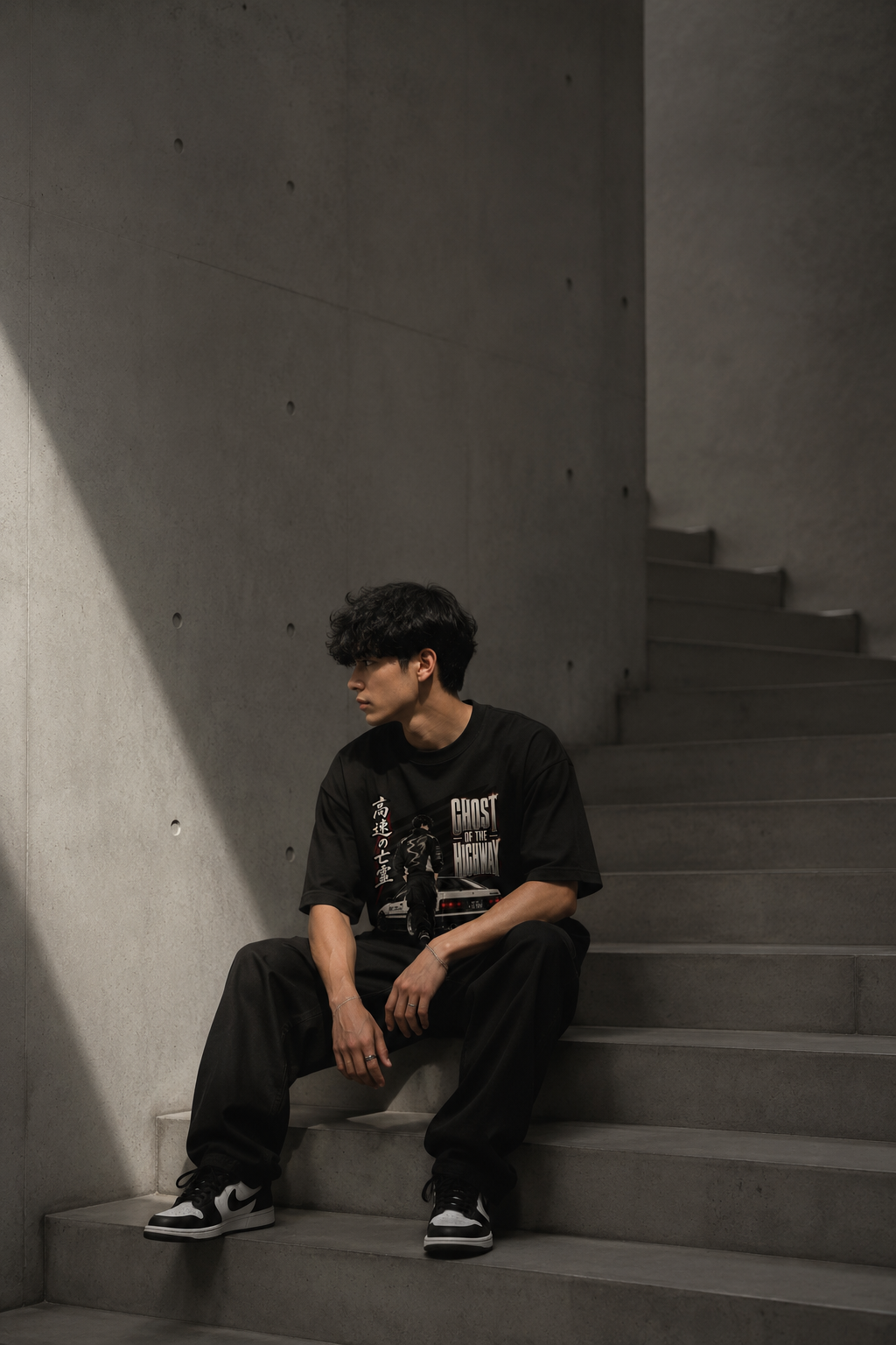 Ghost of the Highway Oversized Anime Streetwear T-Shirt | 240 GSM Heavyweight Cotton