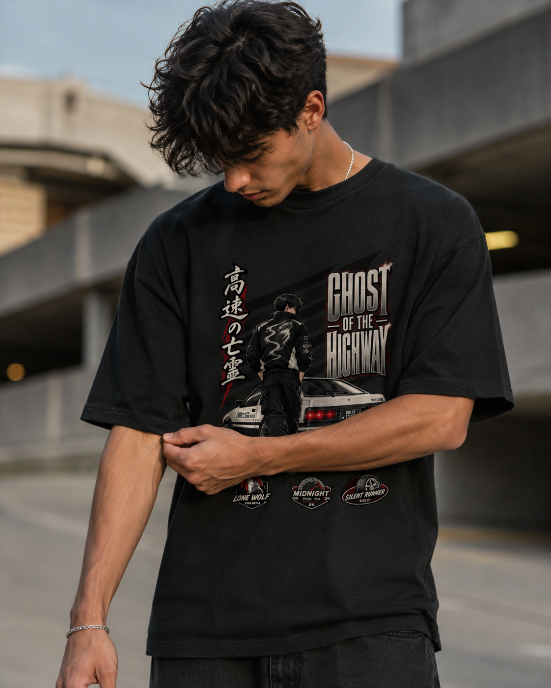 Ghost of the Highway Oversized Anime Streetwear T-Shirt | 240 GSM Heavyweight Cotton